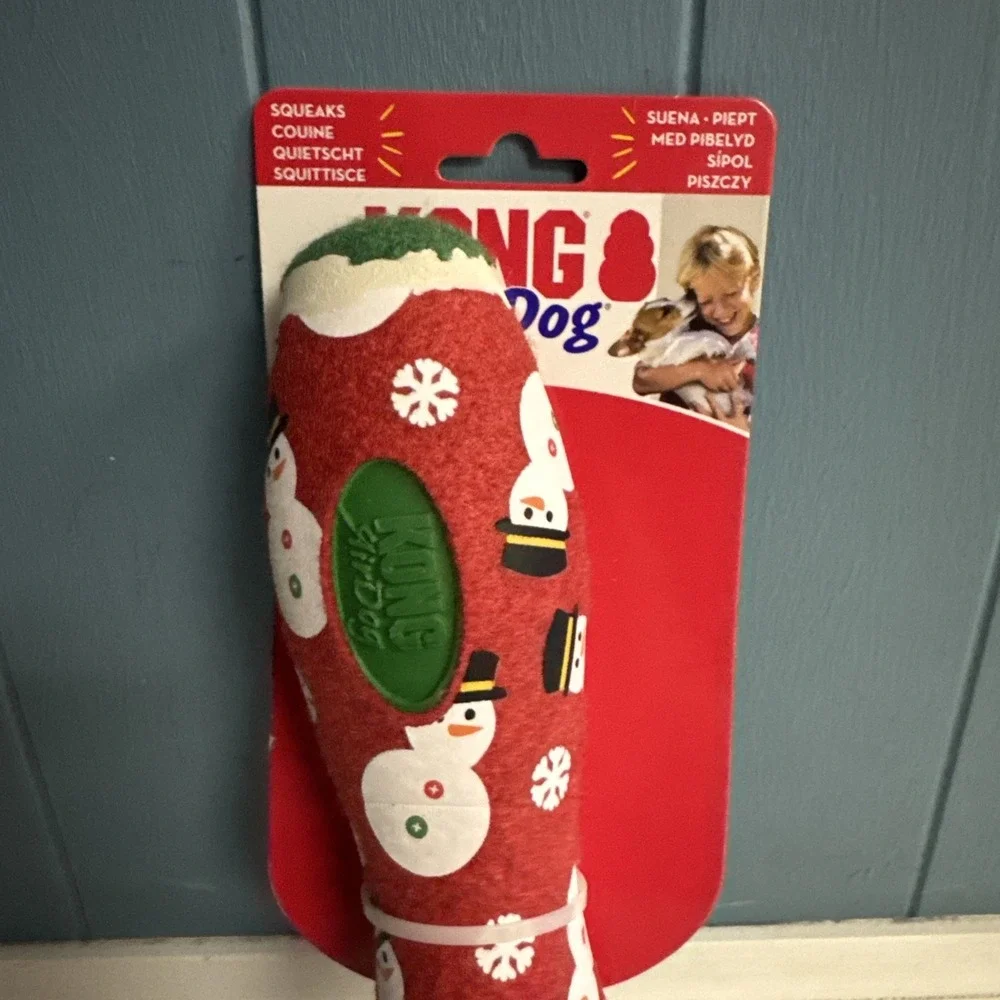 KONG Air Dog Holiday Squeaker Stick Dog Toy Christmas Snowman Durable Heavy L XL